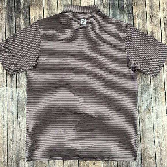 FootJoy Performance Stretch Short Sleeve Golf Polo Shirt Large Red Grey Striped - Picture 3 of 8